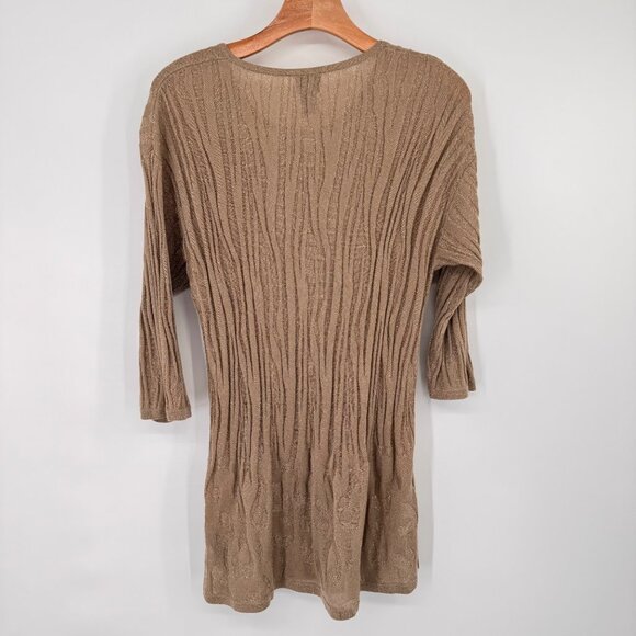 Chicos 2 Travelers Collection Metallic gold textured Knit Sweater Size Large - Picture 10 of 14